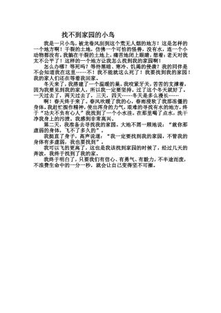 找不到家园的小鸟