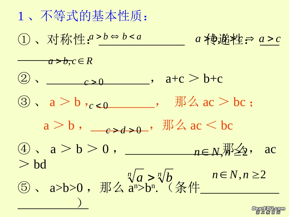高二数学选修不等式和绝对值不等式课件_第2页