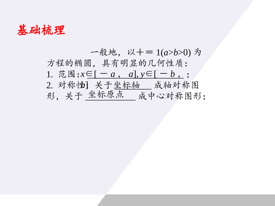 高考数学总复习 第9单元第2节 椭圆2课件 文 苏教版 课件_第2页