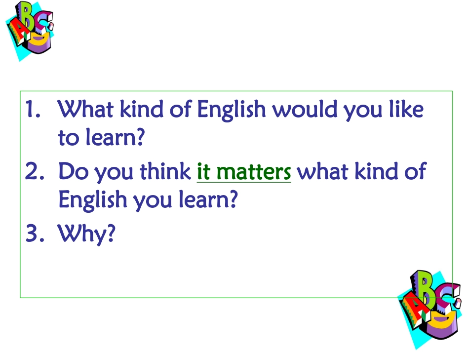 高中英语unit two The world课件新人教版必修1 课件_第2页