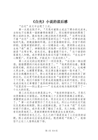 《白光》小说的读后感