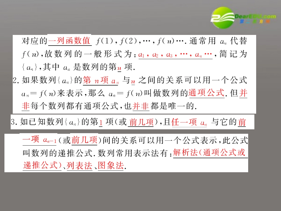 高考数学第一轮复习 (数列)：数列的概念及简单的表示法精品课件_第3页