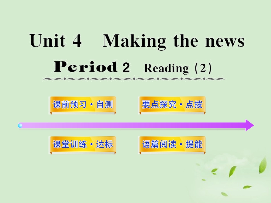 高中英语课时讲练通配套课件 Unit4(Making the news)Period 2 新人教版必修5 课件_第1页