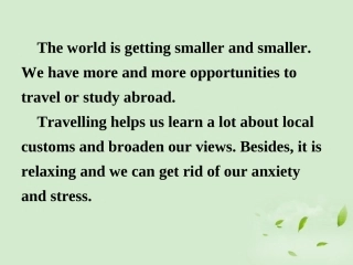 高中英语 Unit5 Warming up and Listening教学课件 新人教版必修7 课件