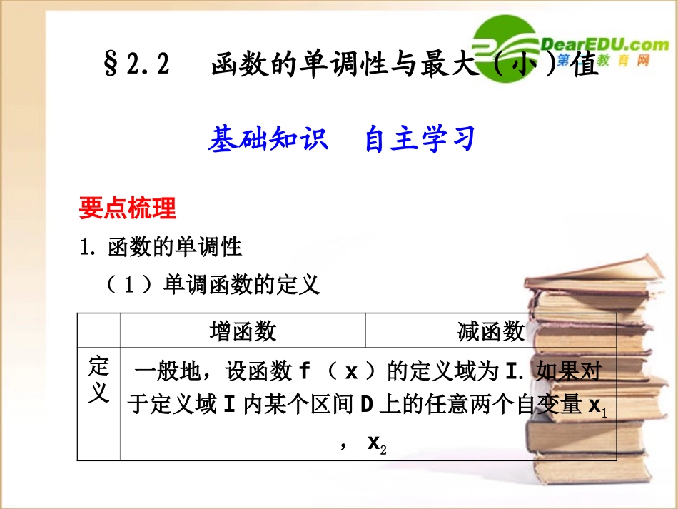 高三数学一轮复习专辑：§2.2 函数的单调性与最大(小)值课件_第1页