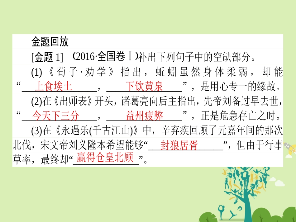 通用版高考语文二轮复习专题四古代诗歌鉴赏43名句名篇默写_强化夯基础技巧升能力课件_第2页
