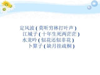 高考语文 专题九 定风波 江城子 水龙吟 卜算子复习课件 苏教选修 课件