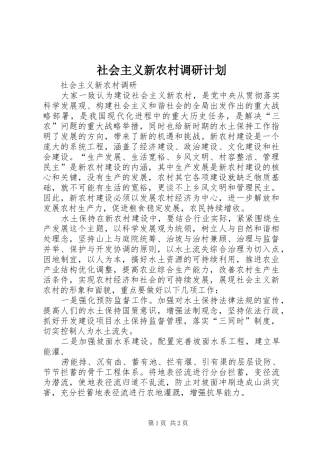社会主义新农村调研计划 