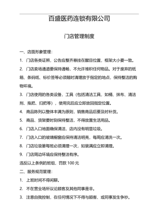 零售药店门店管理制度