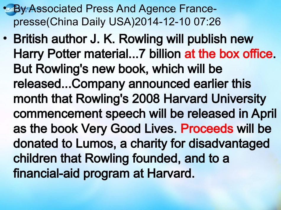 高中英语 The Story of J.K.Rowling复习课件 外研版必修5 课件_第3页