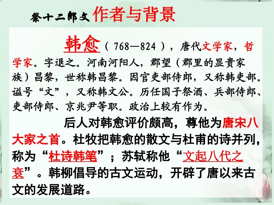 福建省泉州一中高二语文 祭十二郎文课件 新人教版 课件_第3页