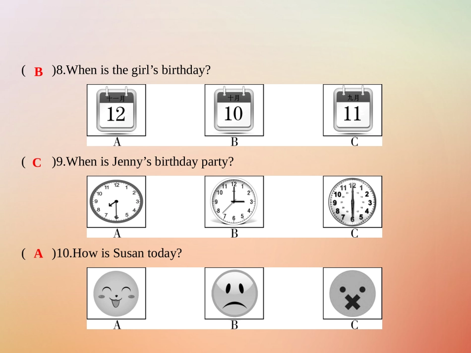 秋七年级英语上册 第十套综合测试卷(Unit 8)习题课件 (新版)人教新目标版 课件_第3页