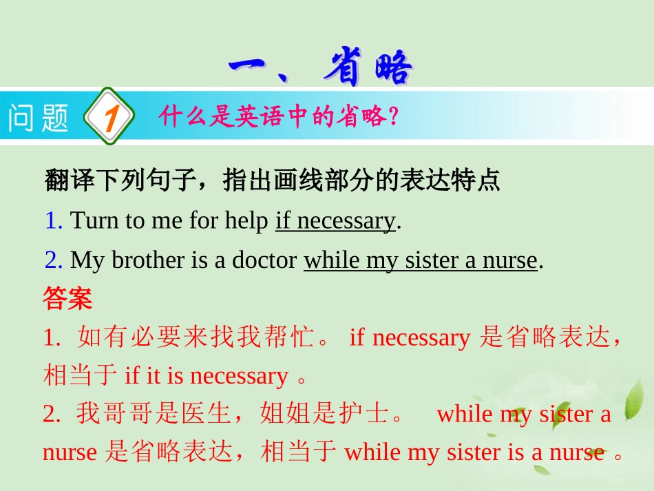 高考英语一轮复习 第14讲 省略、插入语与反意疑问句课件 新人教版(广东专用) 课件_第3页