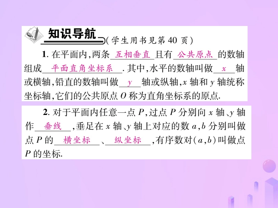 秋八年级数学上册 第三章 位置与坐标 2 平面坐标系 第一课时 平面坐标系(一)作业课件 (新版)北师大版 课件_第2页