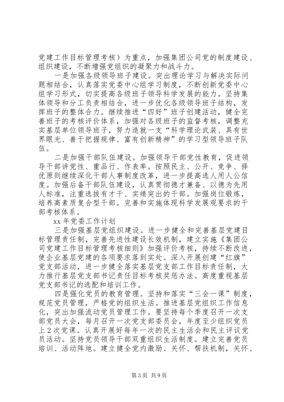 XX年党委工作计划 _第3页