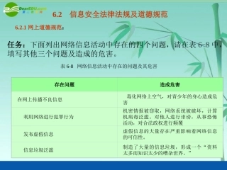 高中信息技术 62信息安全法律法规及道德规范课件 粤教版必修1 课件