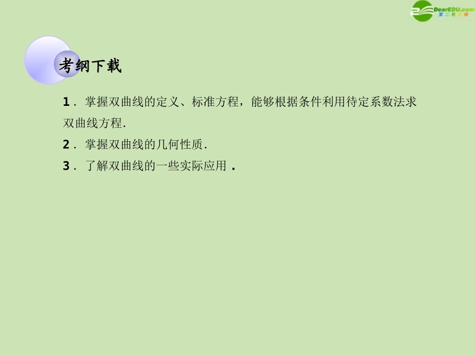 高考数学一轮复习 双曲线调研课件 文 新人教A版 课件_第2页