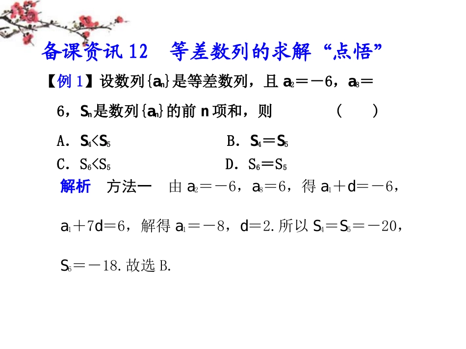 高三数学(等差数列的求解 点悟 )课件_第1页