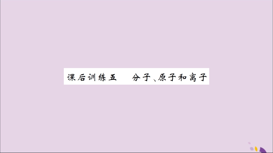 湖北省中考化学一轮复习 课后训练五 分子、原子和离子习题课件_第1页