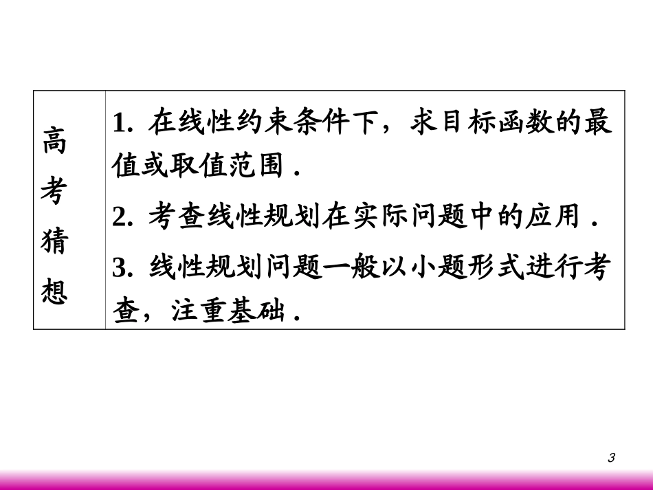 高考数学第一轮总复习7.3简单的线性规划(第1课时)课件 文 (广西专版) 课件_第3页
