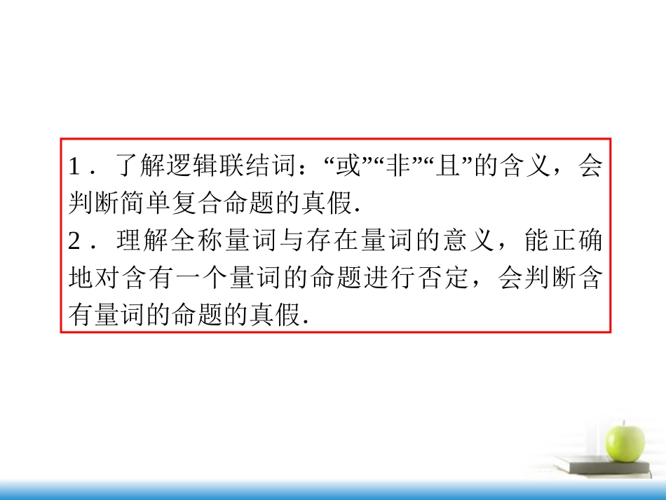 高考数学第一轮总复习 第3讲 逻辑联结词、全称量词与存在量词课件 文 (湖南专版)  课件_第3页