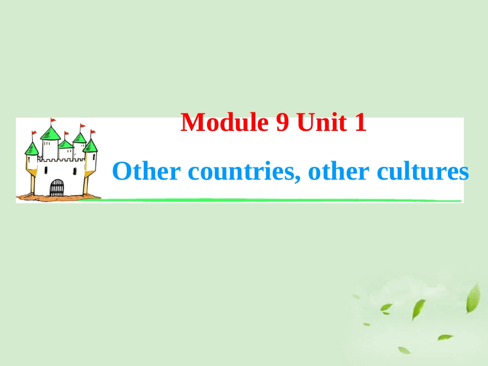 高考英语一轮复习 Module9 Unit 1 Other countries%2c other cultures课件 牛津译林版(湖南专用) 课件_第1页