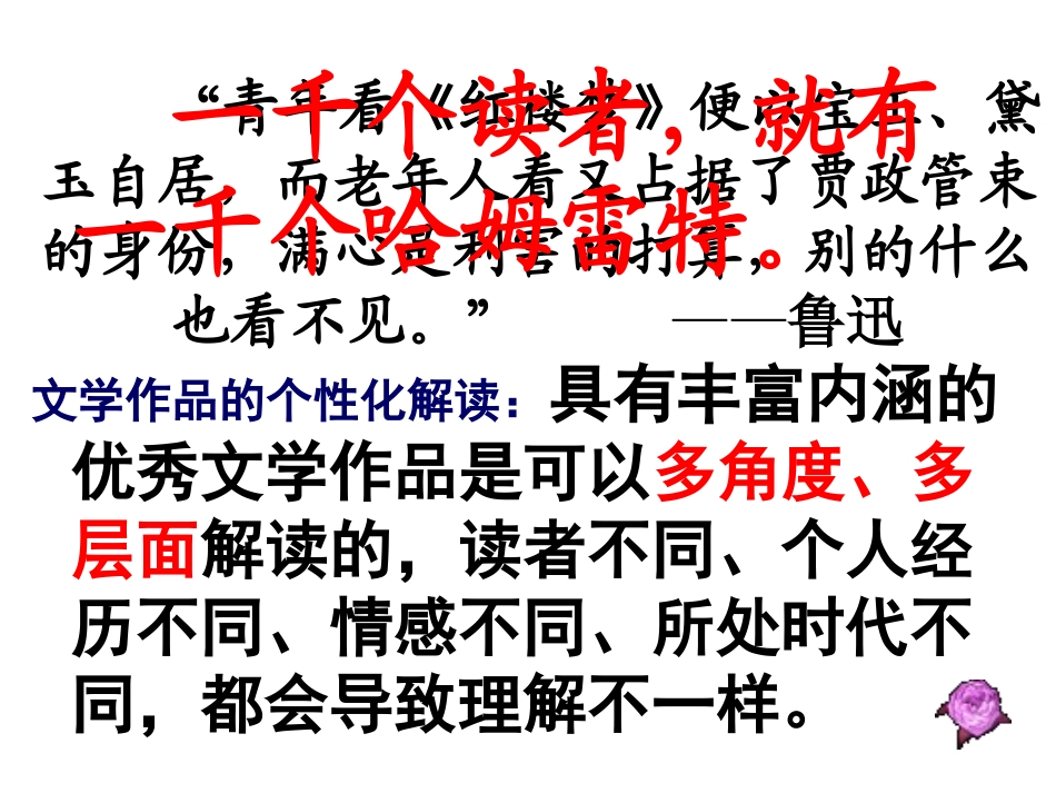 高中语文梳理探究文学作品的个性化解读课件必修3 课件_第3页