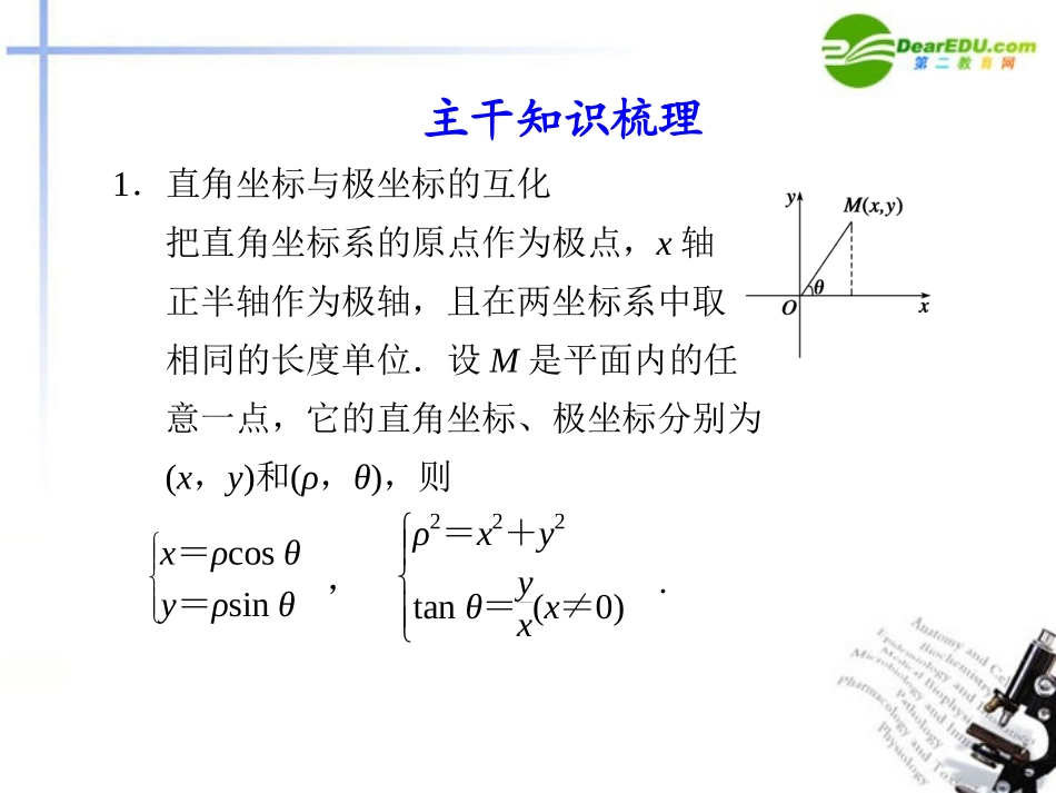 高考数学二轮复习 专题七 选修系列4第2讲 坐标系与参数方程配套课件_第3页
