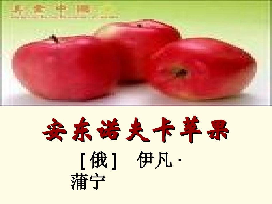 高二语文 第2单元(安东诺夫卡苹果) 新人教版选修(外国小说欣赏) 课件_第3页