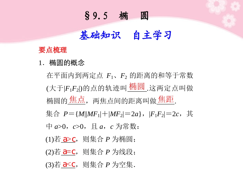 高三数学大一轮复习 9.5椭圆课件_第1页