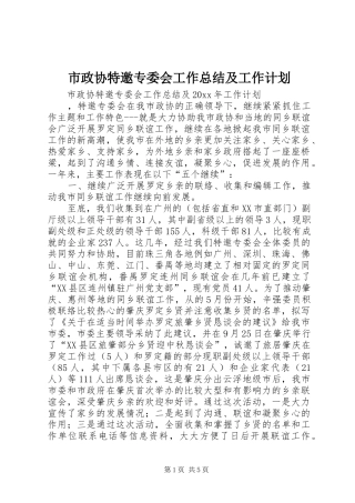 市政协特邀专委会工作总结及工作计划 