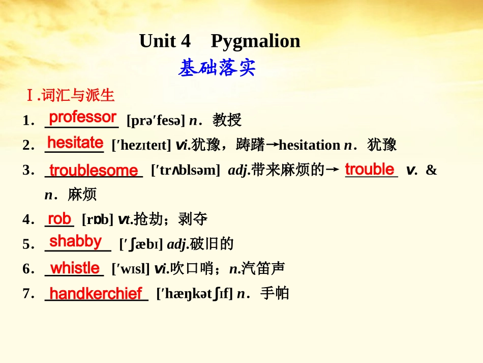 高考英语 UUnit4Pygmalion课件 新人教版选修8 课件_第1页