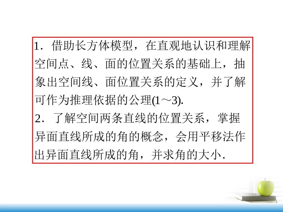 高考数学第一轮总复习 第47讲 空间点、线、面的位置关系课件 文 (湖南专版)  课件_第3页