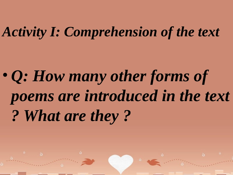 高中英语 Unit 2 Poems Reading A few simple forms of English poems课件   新人教版选修6 课件_第3页