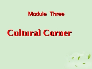 高中英语 Module3 Cultural Corner课件 外研版必修1 课件