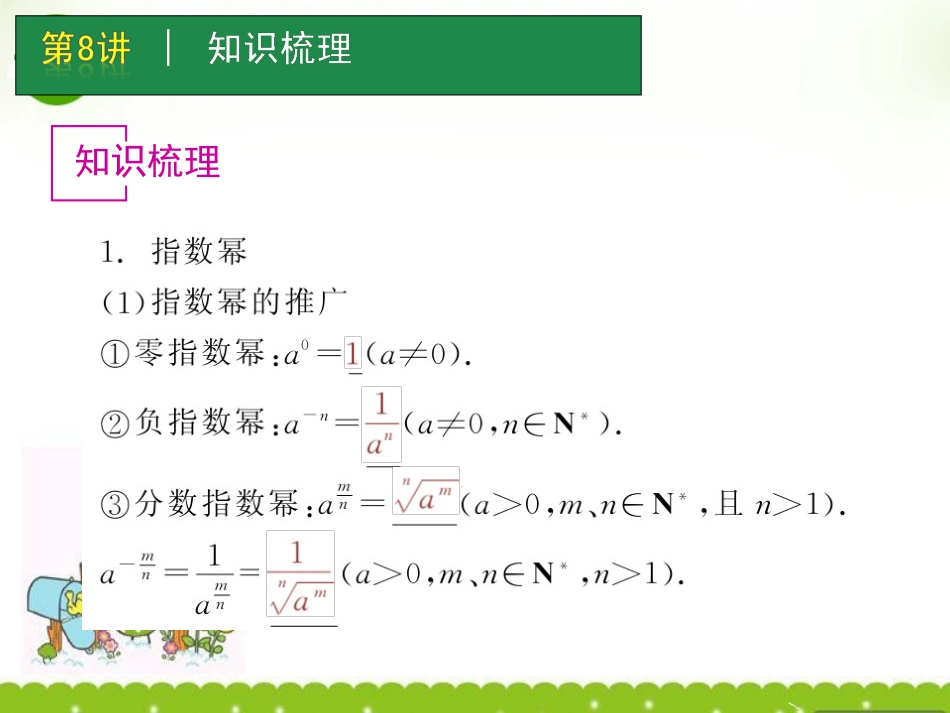 高考数学一轮单元复习 第8讲 指数与指数函数课件_第2页