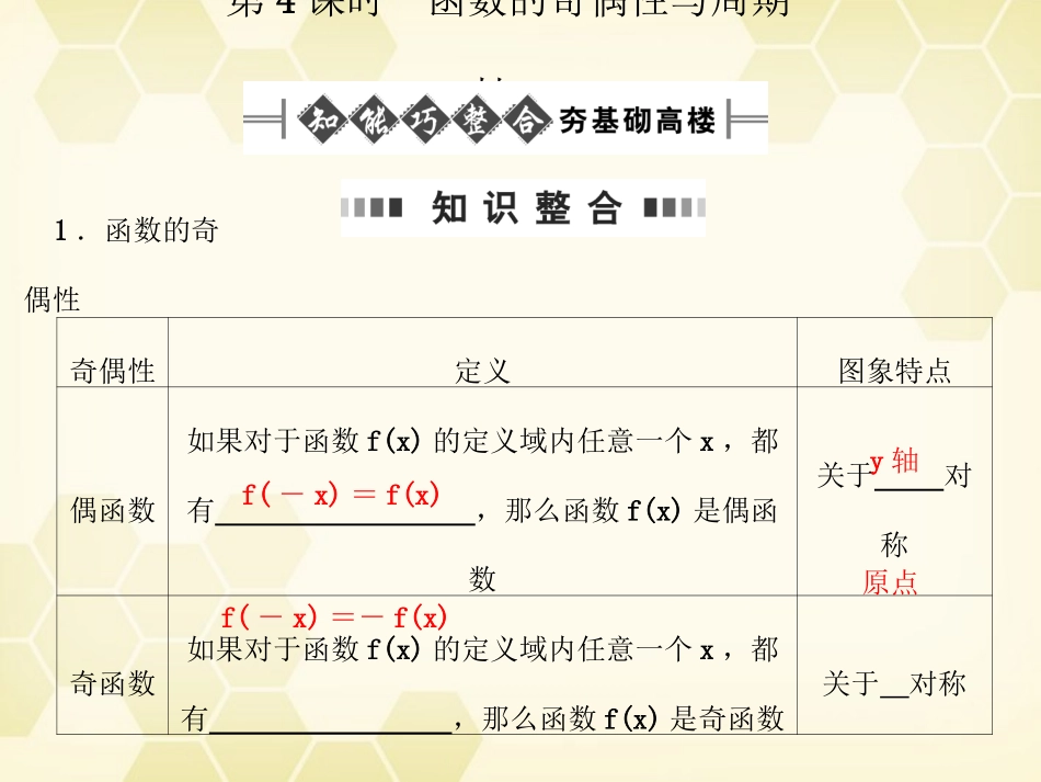 高考数学总复习 2.4函数的奇偶性与周期性课件 文 大纲人教版 课件_第1页