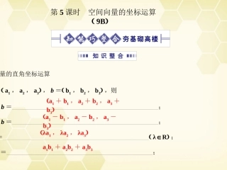 高考数学总复习 9.5空间向量的坐标运算课件 文 大纲人教版 课件
