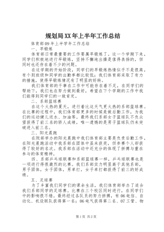 规划局XX年上半年工作总结 