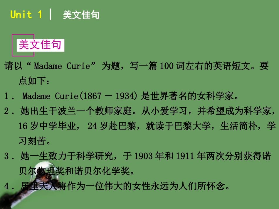高考英语 第1讲_Unit_1__Women_of_achievement课件 新人教版必修4 课件_第2页