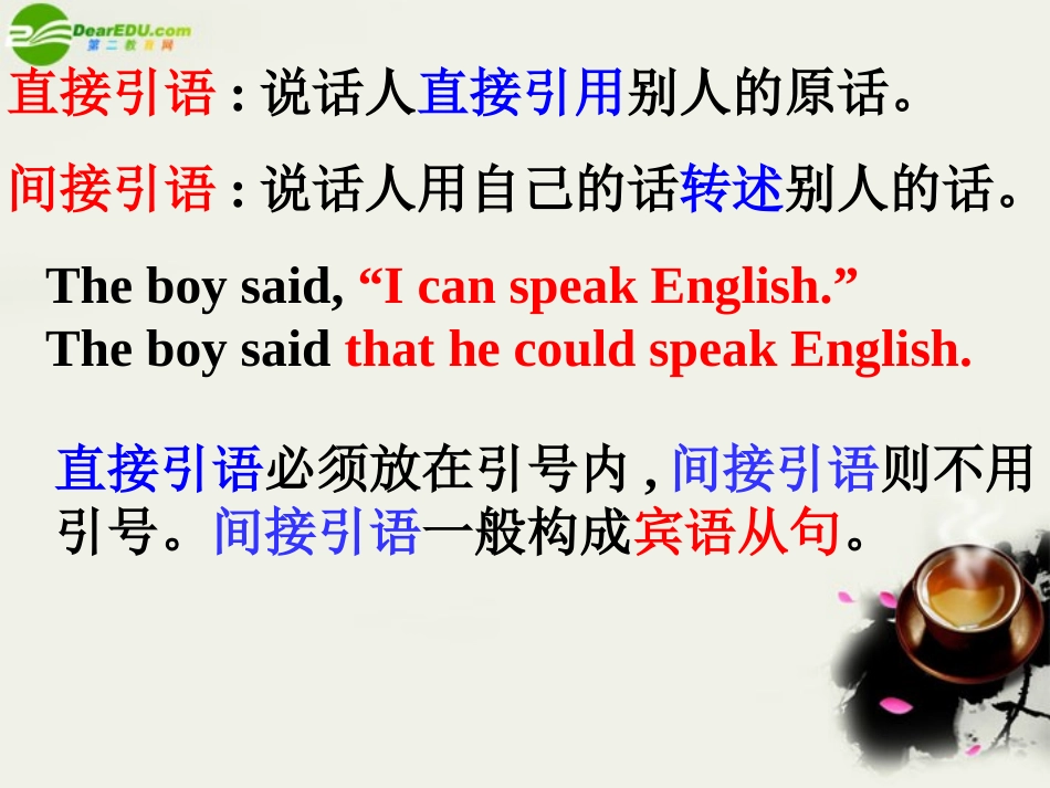 高中英语 U1语法---直接引语和间接引语课件 新人教版必修1 课件_第2页