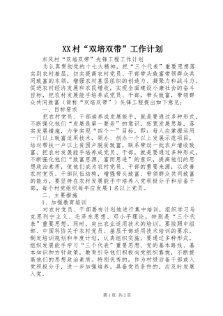 XX村“双培双带”工作计划 