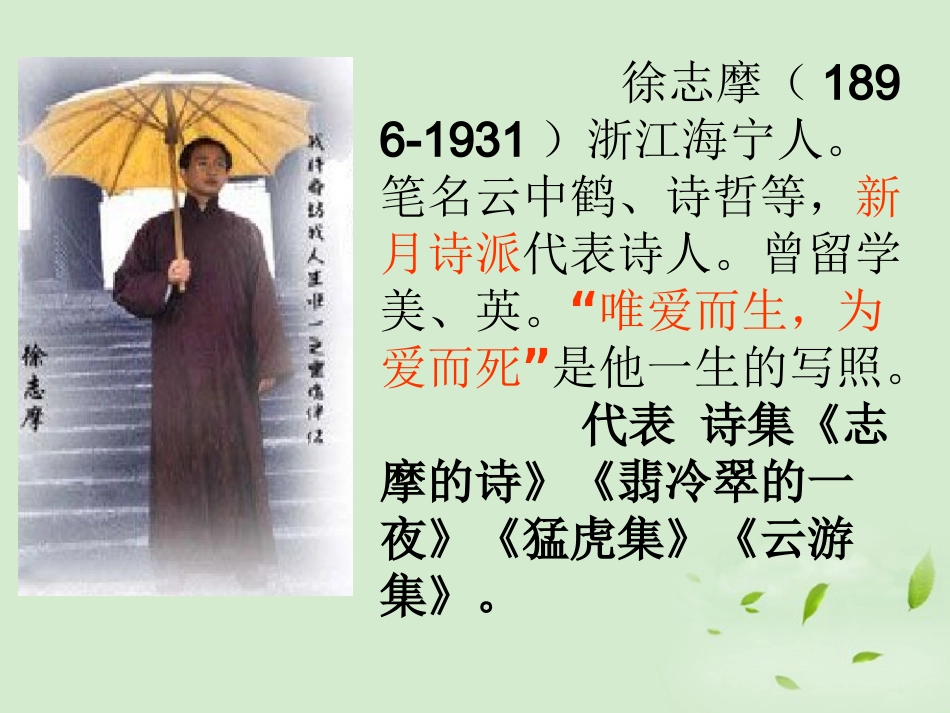 高中语文(再别康桥)课件2 新人教版必修1 课件_第3页