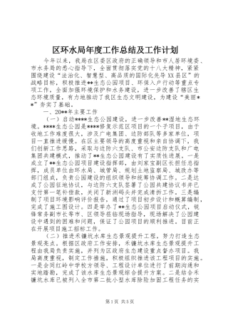 区环水局年度工作总结及工作计划 
