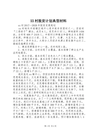 XX村脱贫计划典型材料 