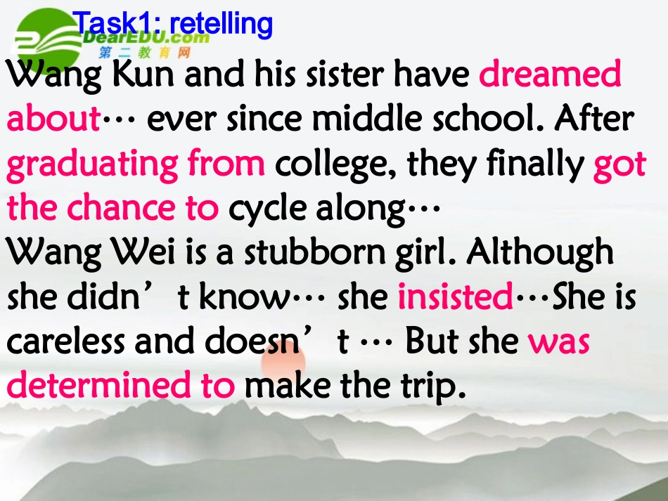 高中英语：unit3 journey down the mekong part2课件 人教版必修1 课件_第2页