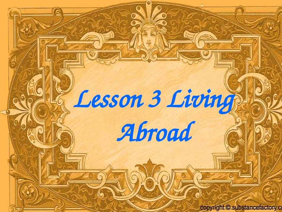 高中英语Unit 12 Cultural Shock-Lesson 3 Living Abroad课件 北师大版 必修4 课件_第1页