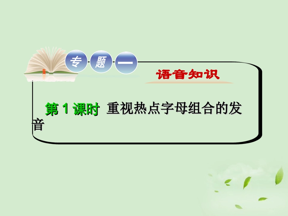 高考英语二轮复习 专题1 第1课时 重视热点字母组合的发音精品课件 大纲人教版(贵州专用) 课件_第1页