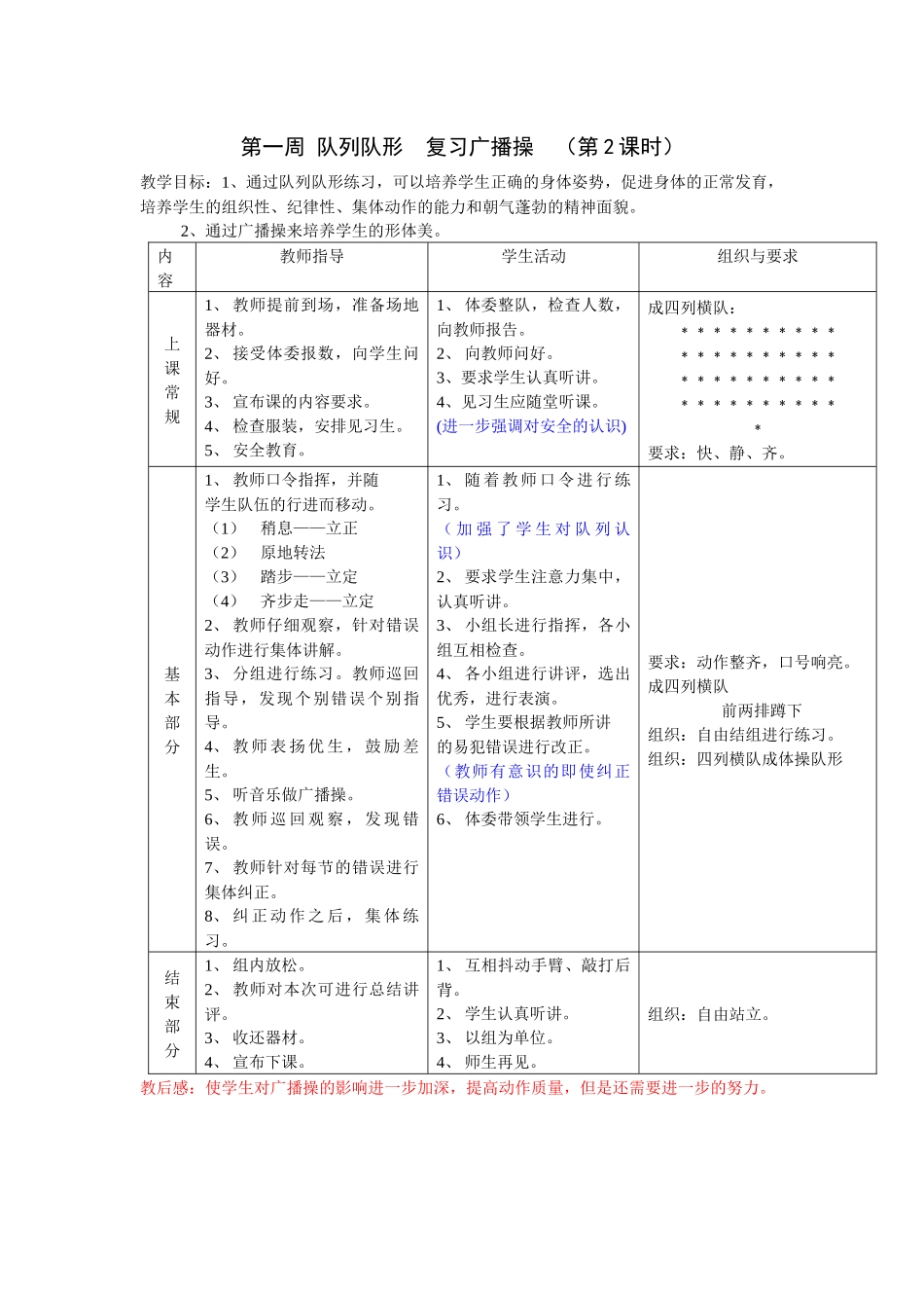第一周队列队形复习广播操_第1页