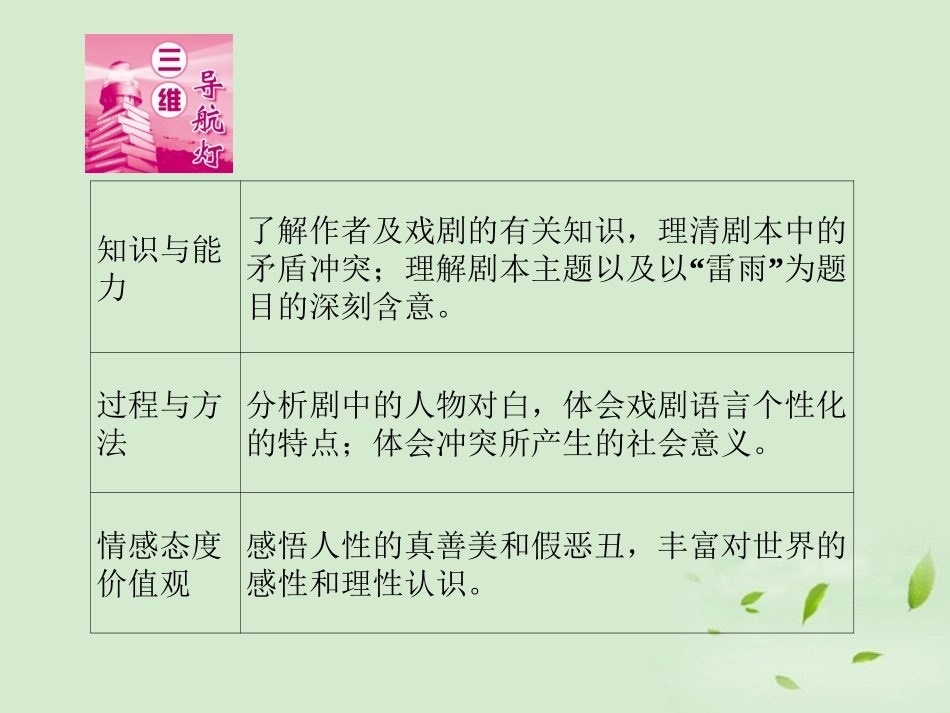 高中语文 雷雨同步导学课件2 新人教版必修4 新课标 课件_第2页
